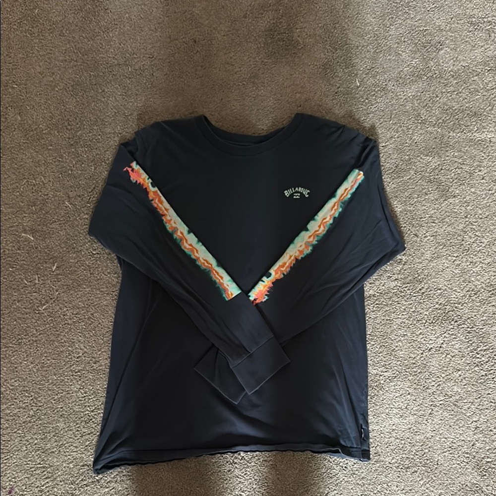 Billabong Black Tee with Colorful Sleeve Detail
